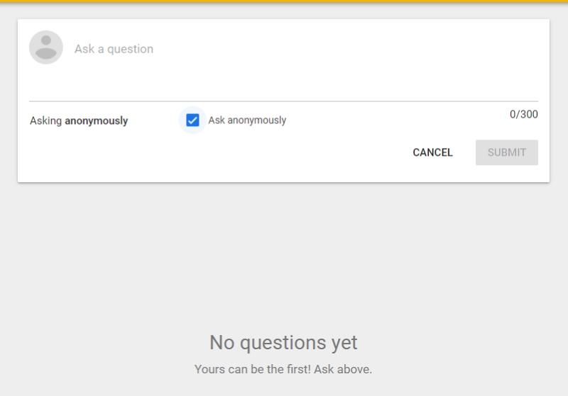 Ask a question screen of Google Slides