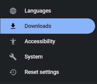 Downloads settings from google chrome