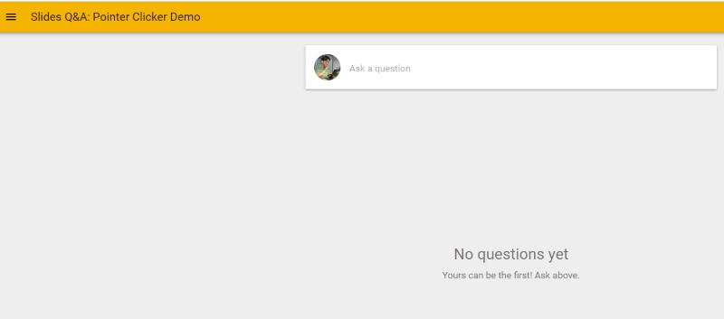 Google Slides Q&A screen of audience