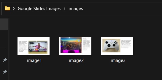 The Google Slides are saved to the image folder as image format