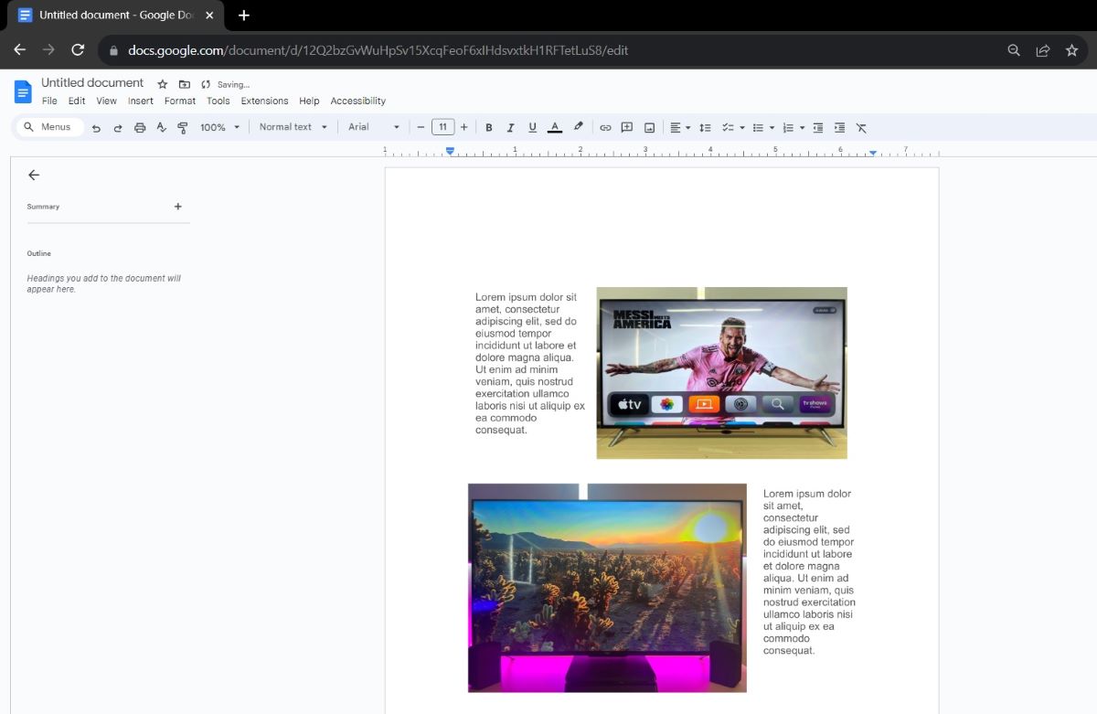 The slides from Google Slides is pasted into Google Docs as images