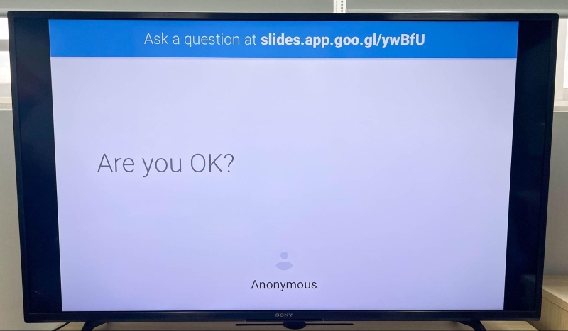 a Google Slides question showing on a smart TV