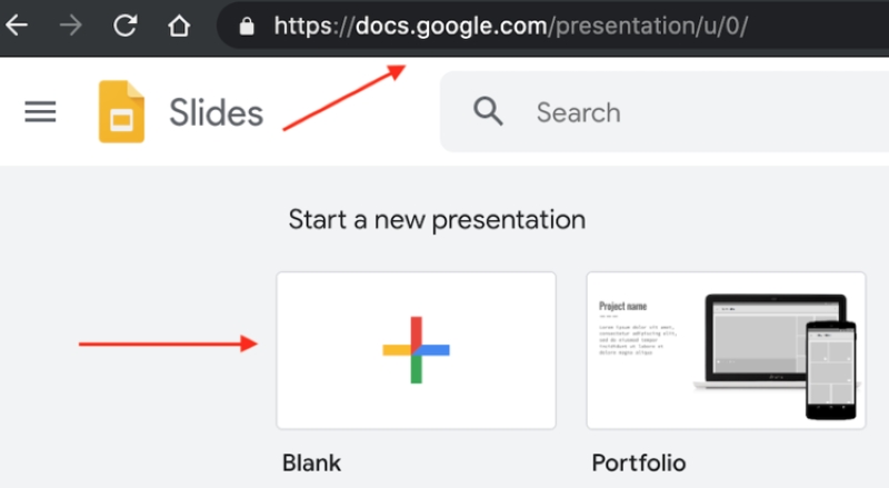 create a new presentation in Google Slides web version