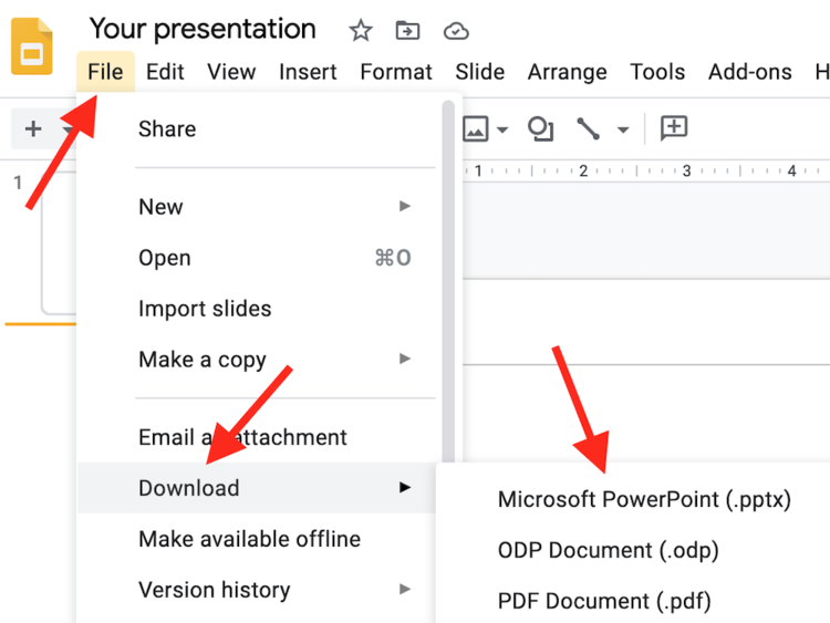 download a google slide to your computer