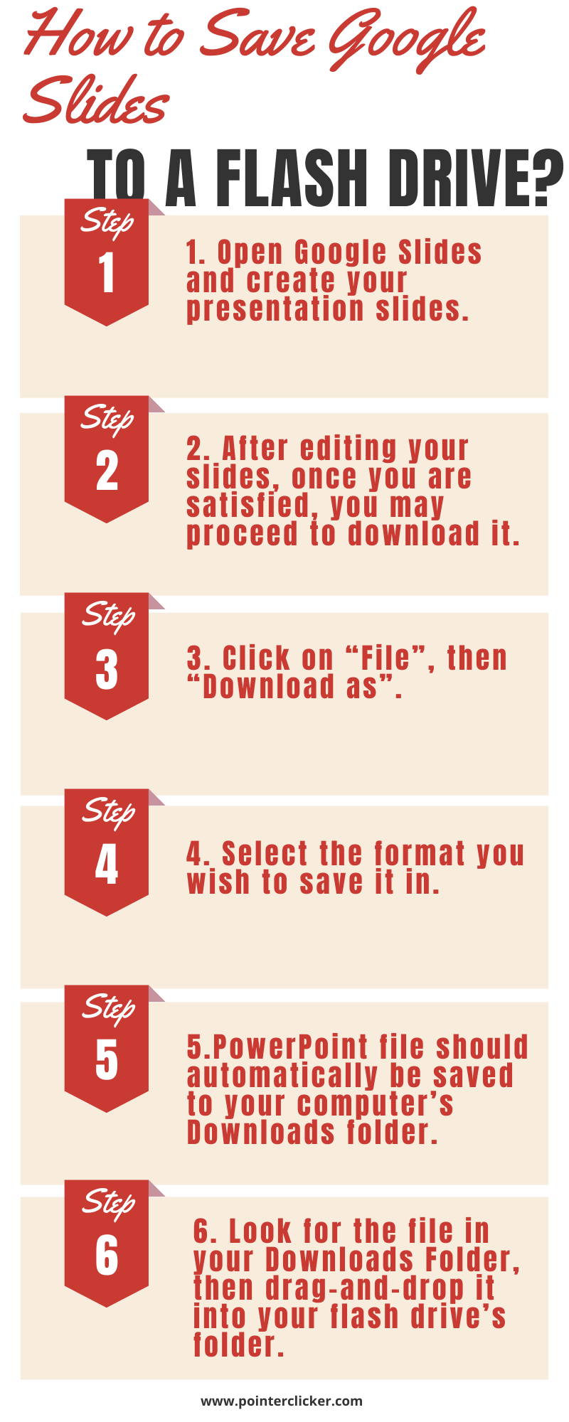 an infographic about how to save a google slide into a flash drive