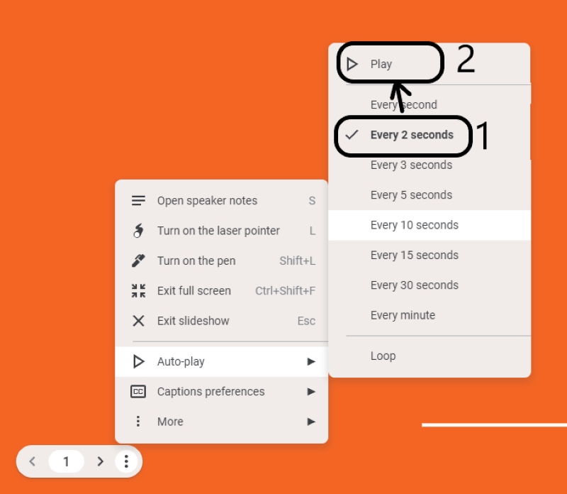 settings paused time in Google Slides Auto-play setting