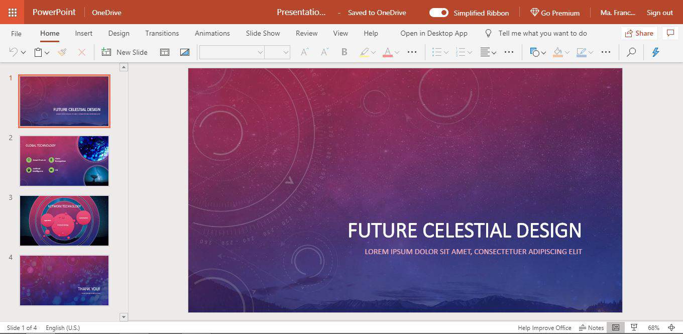 Future Celestial design PowerPoint Online