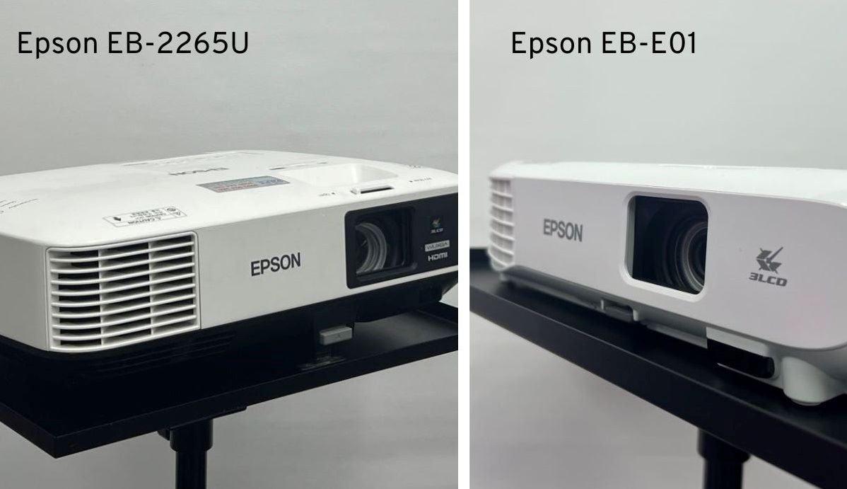 Epson projectors comparing to each other, the left side is high-end Epson projector the right side is mid range Epson projector