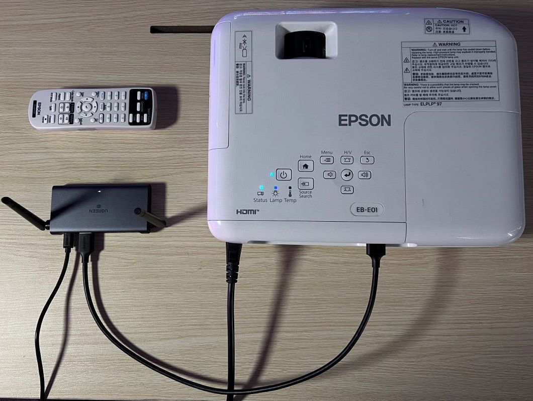 The complete connection between HDMI receiver and Epson projector