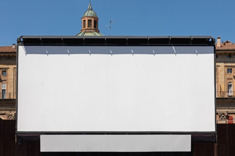 a big white projector screen