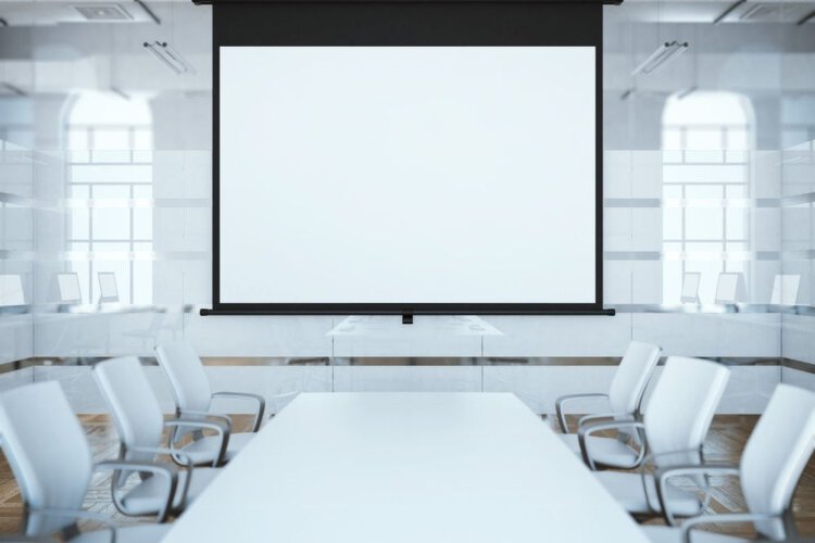 projector screen mounted on the ceiling