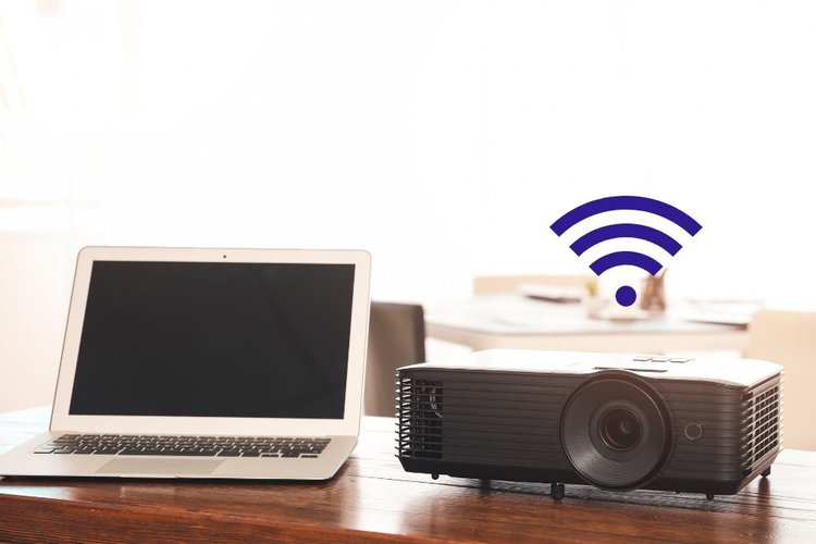 A wireless projector connecting to a Macbook