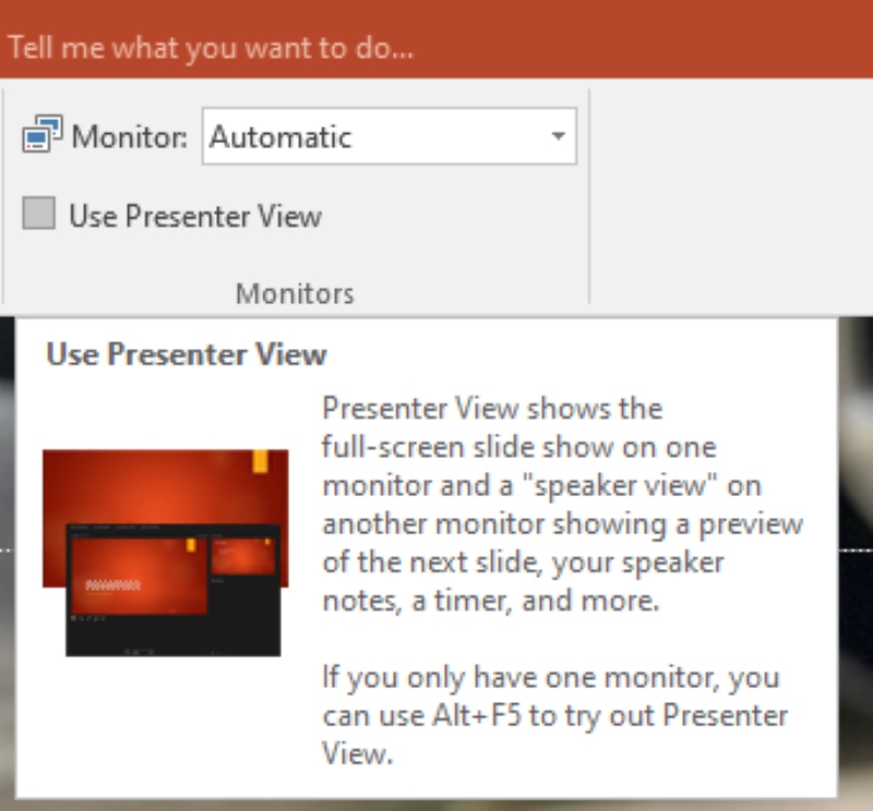 Use Presenter View mode instruction info on PowerPoint