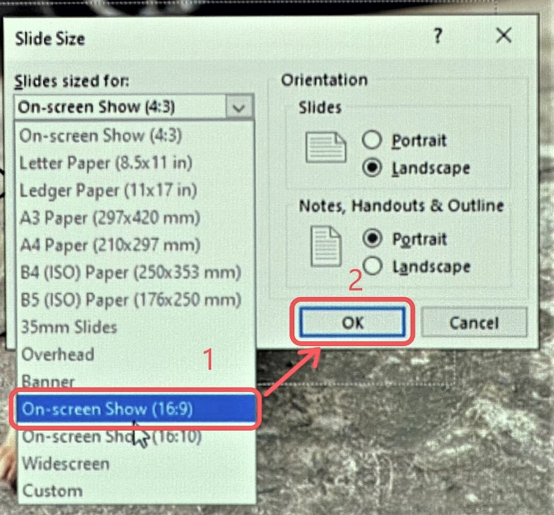 select On-screen Show 16 9 option on PowerPoint
