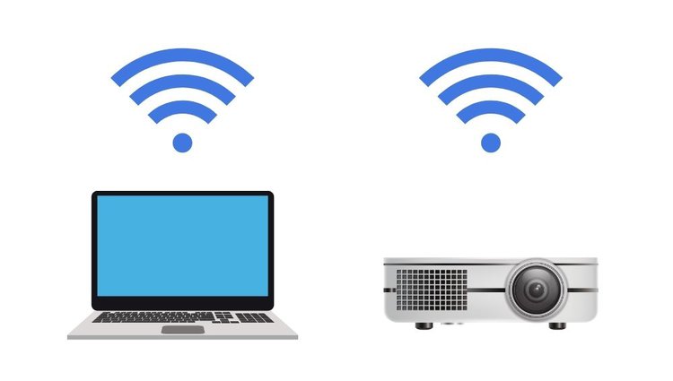 wireless projector connected to a laptop