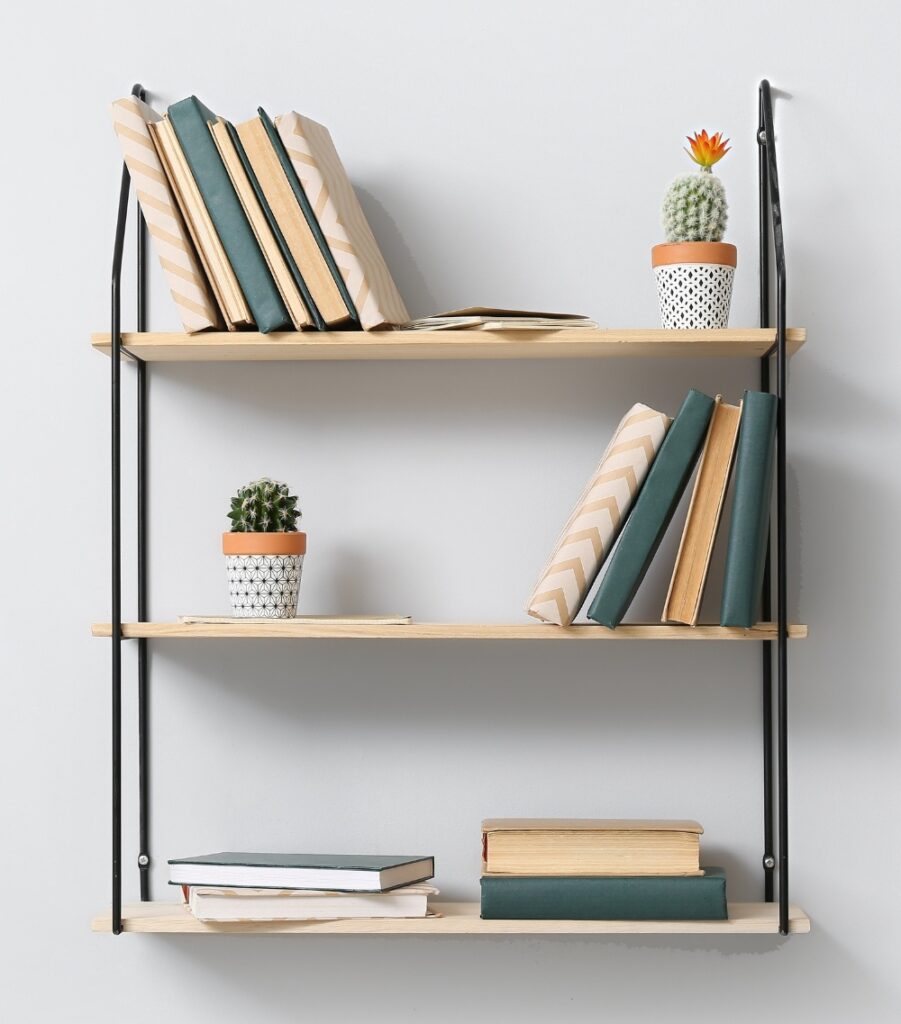 a bookshelf on wall
