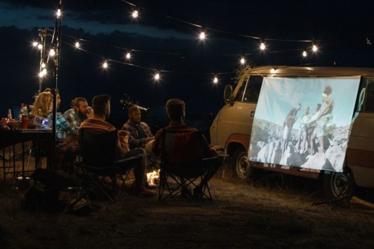 movie projector camping