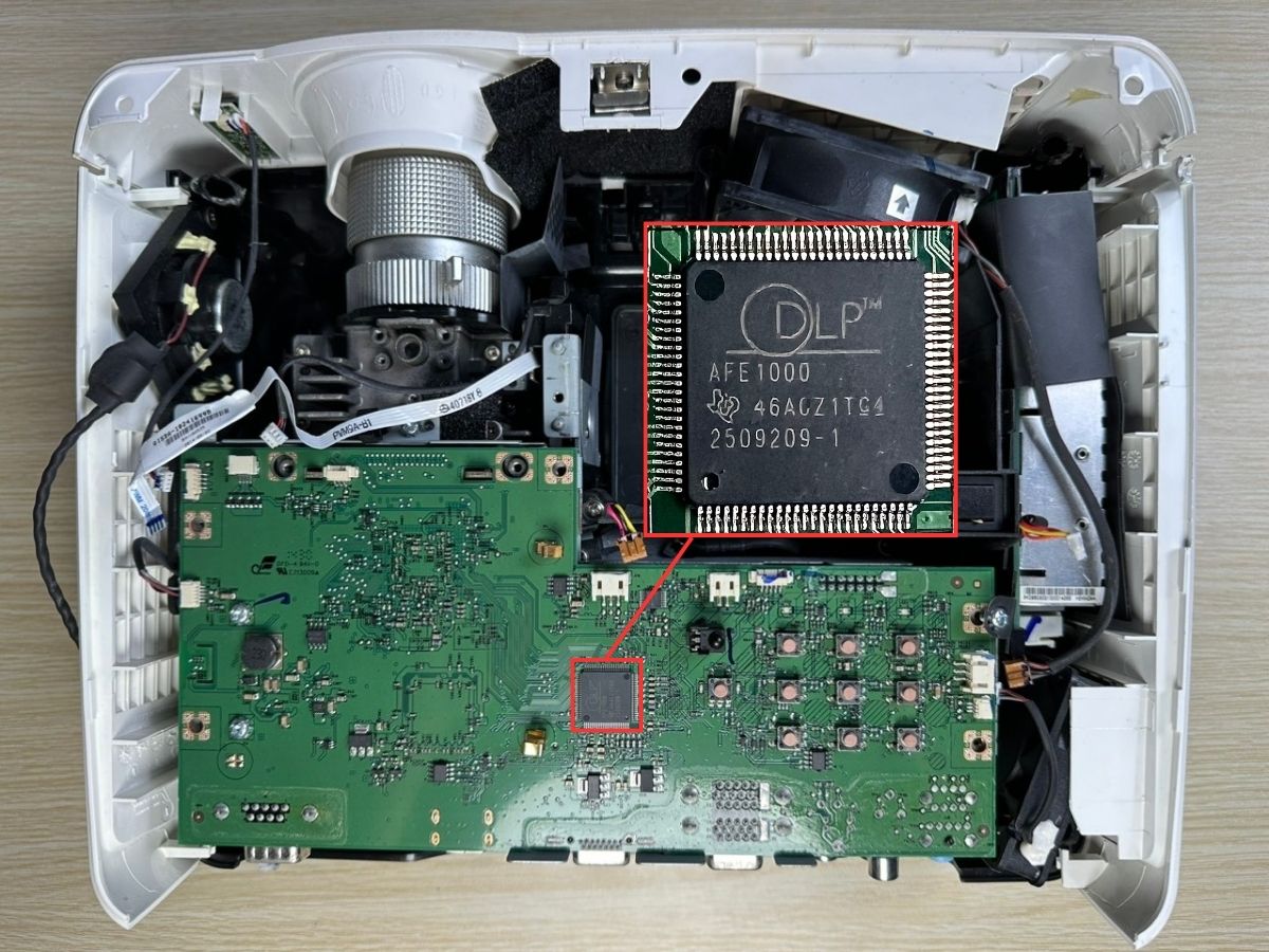 dlp chip on a benq projector's motherboard
