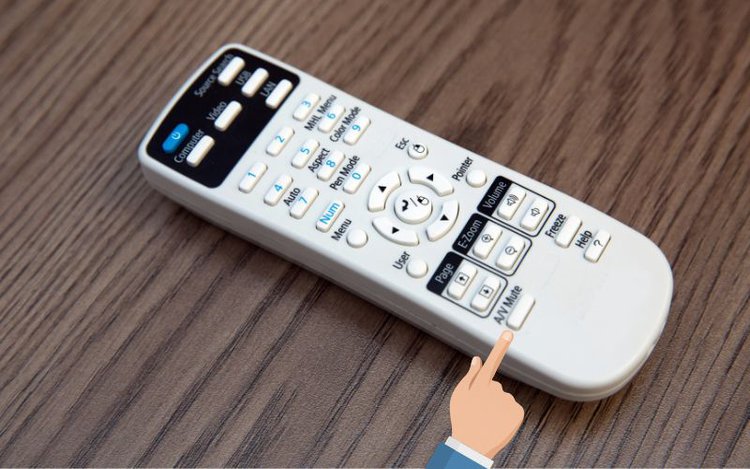 AV mute button on a projector remote control