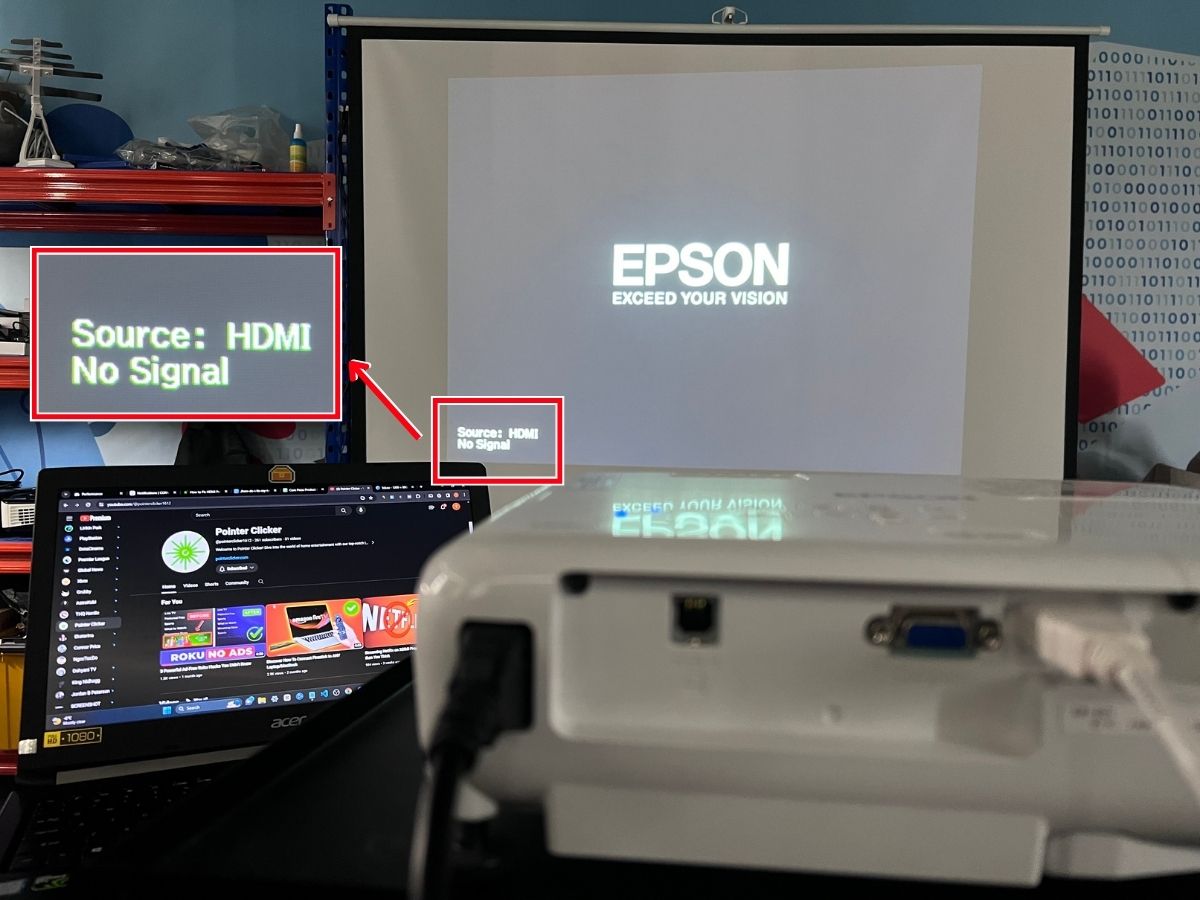 Epson projector showing no HDMI signal