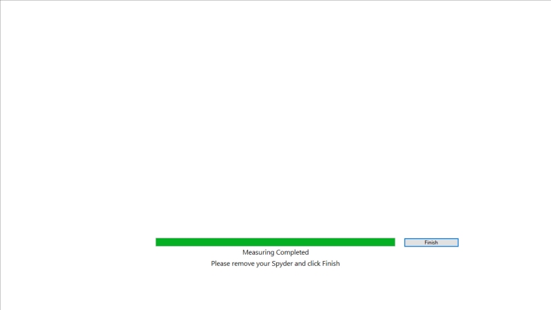 Measuring completed screen on SpyderX Elite software