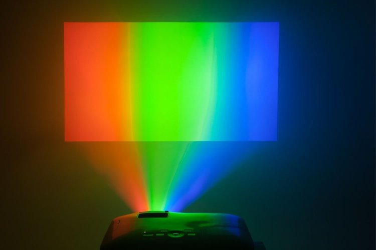 a DLP projector using separate chips generate colors red, green, blue