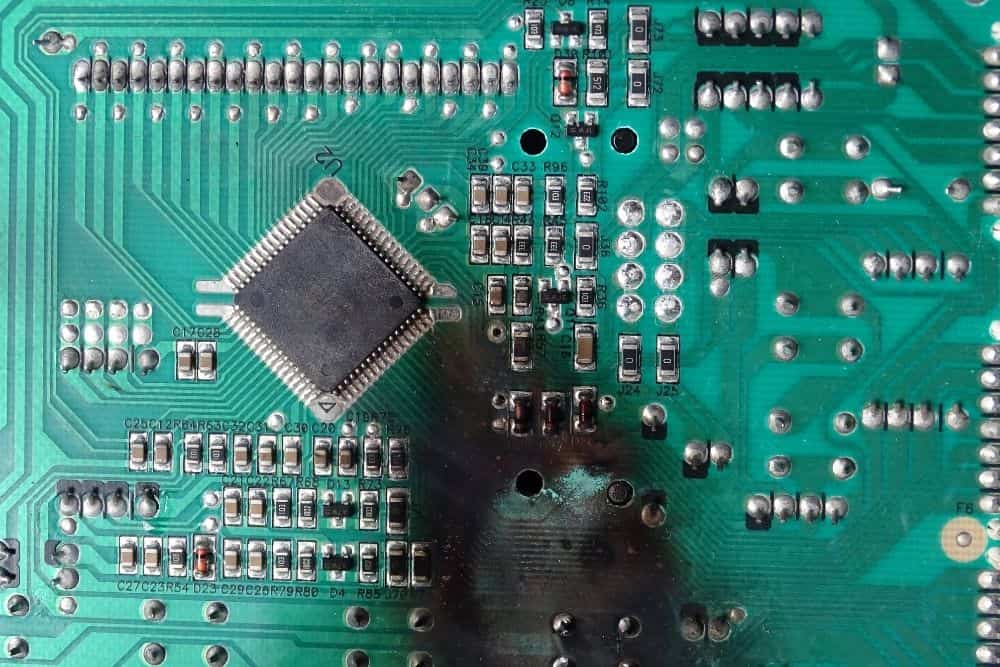 burn marks on an electronic board