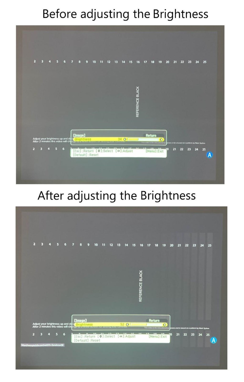 comparison of before and after adjusting Brightness projection images