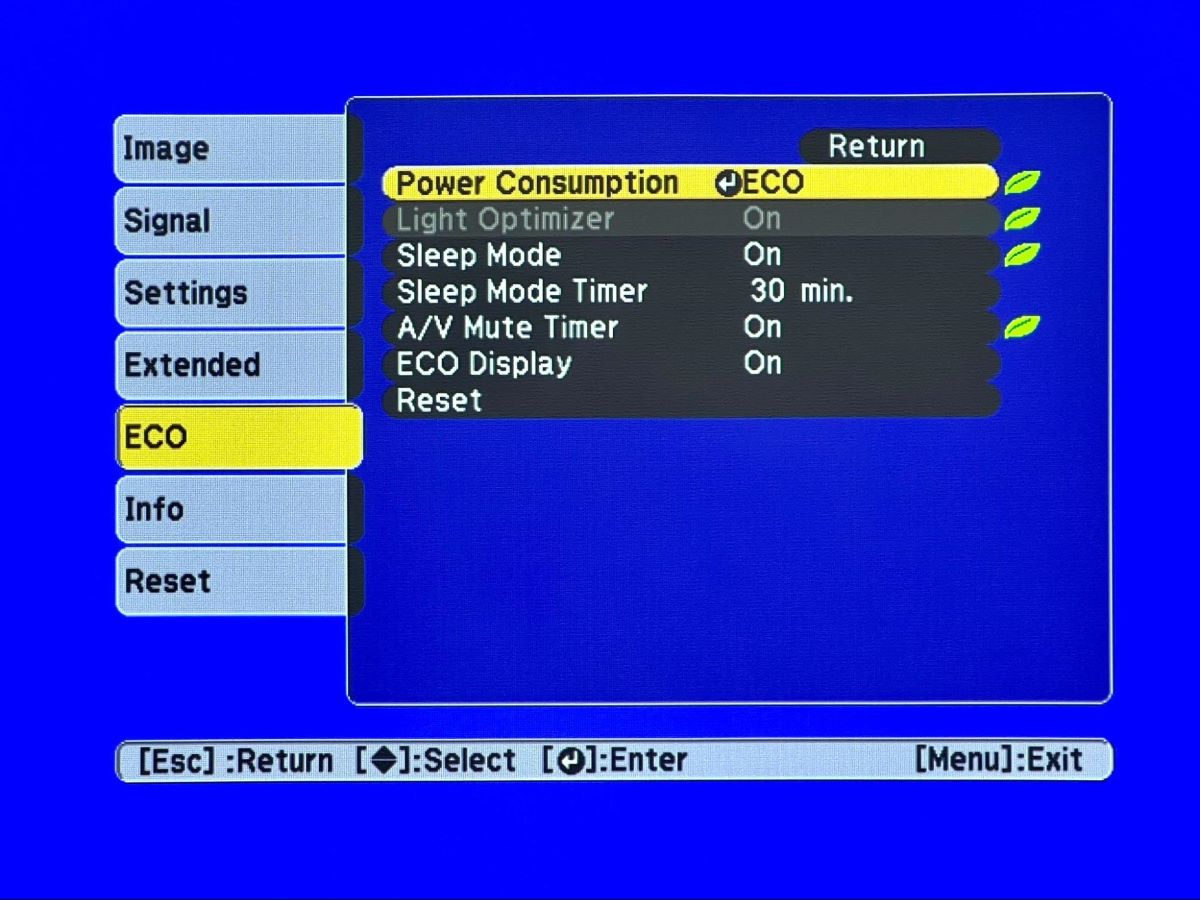 set power consumption to eco on an epson