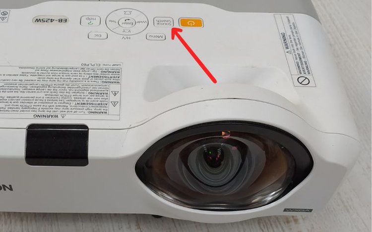 source search button on an Epson projector