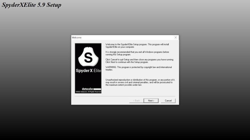 start-up screen of SpyderX Elite software