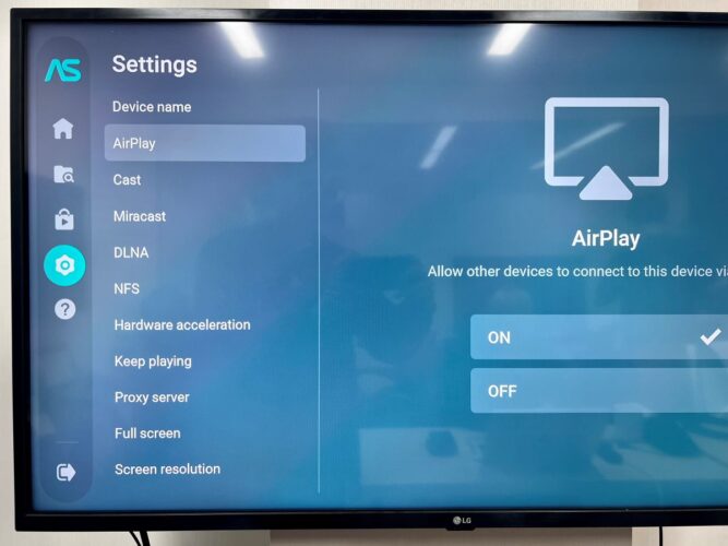 activate airplay feature of airscreen app on a fire tv stick