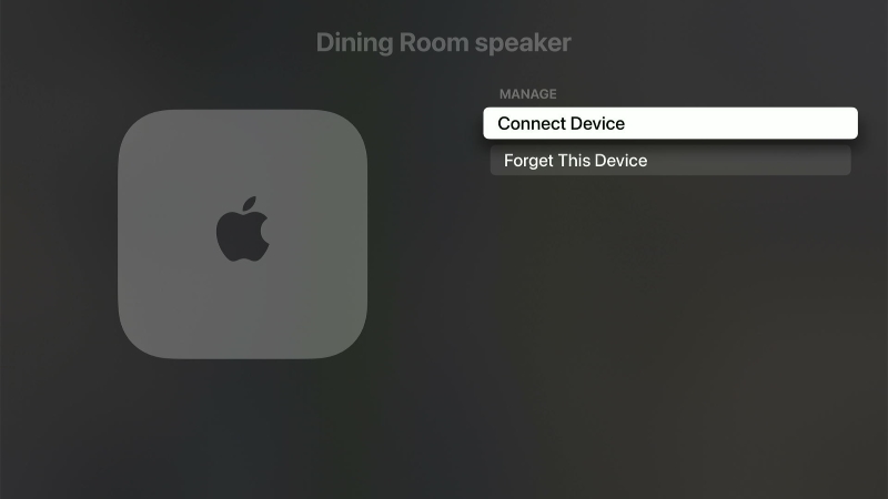 select Connect Device in Apple TV Bluetooth settings