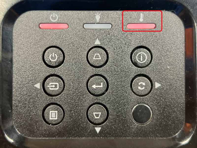 temperature indicator flashing red on the Optoma control panel