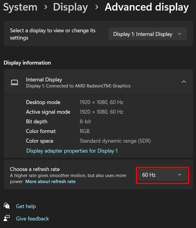 adjust the refresh rate of a laptop win 11