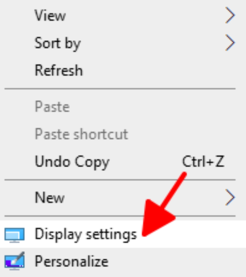 select Display settings on Windows PC