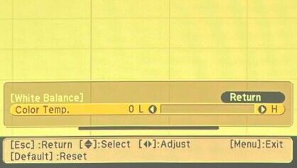 Projection image when Epson projector Color Temperature is set to 0