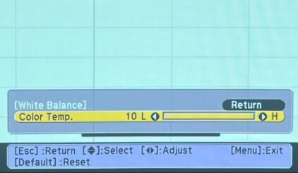 Projection image when Epson projector Color Temperature is set to 10