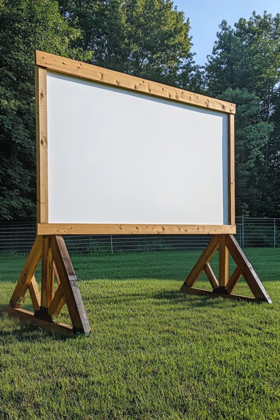 outdoor projector screen with wooden frame