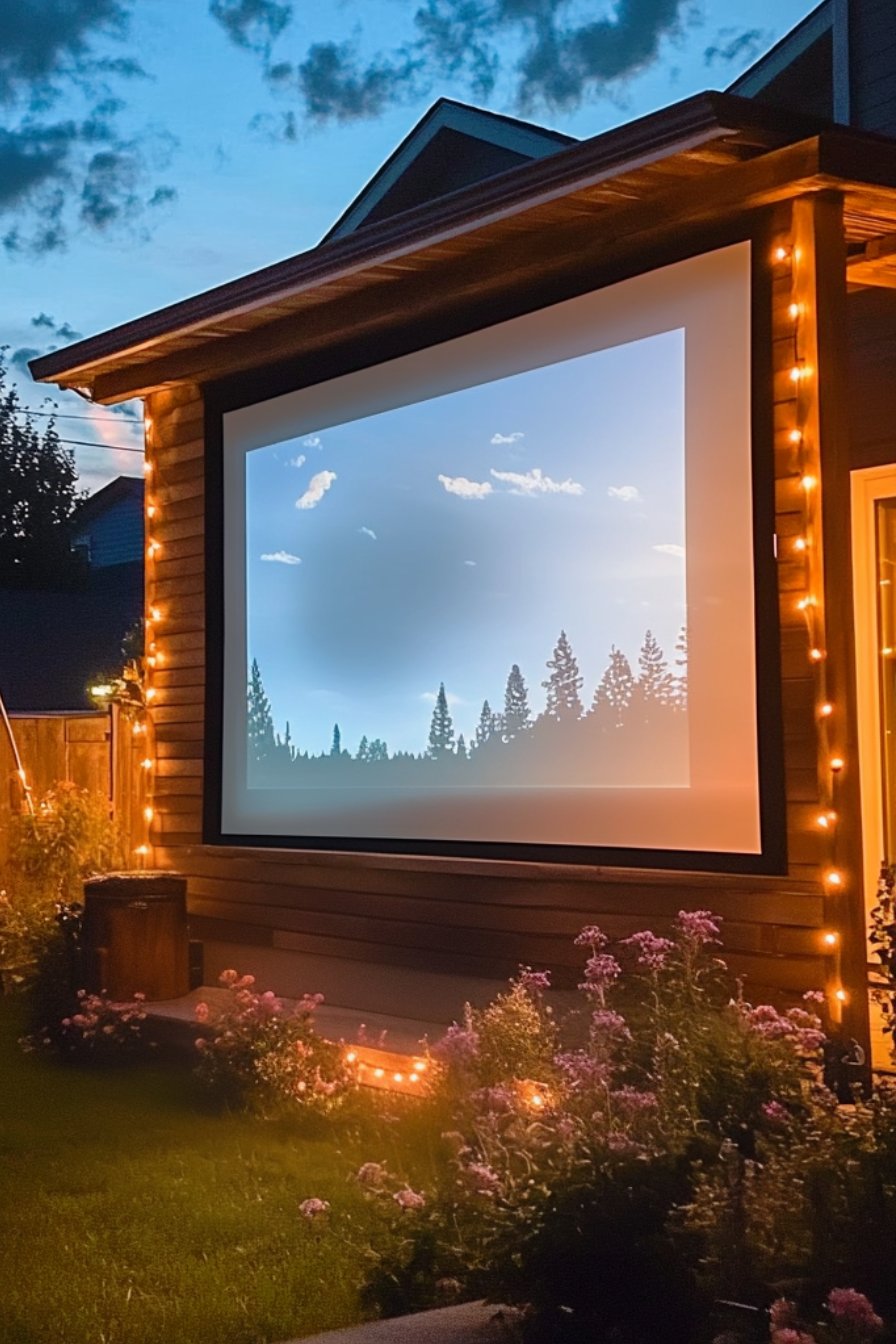 outdoor projector setup on a patio