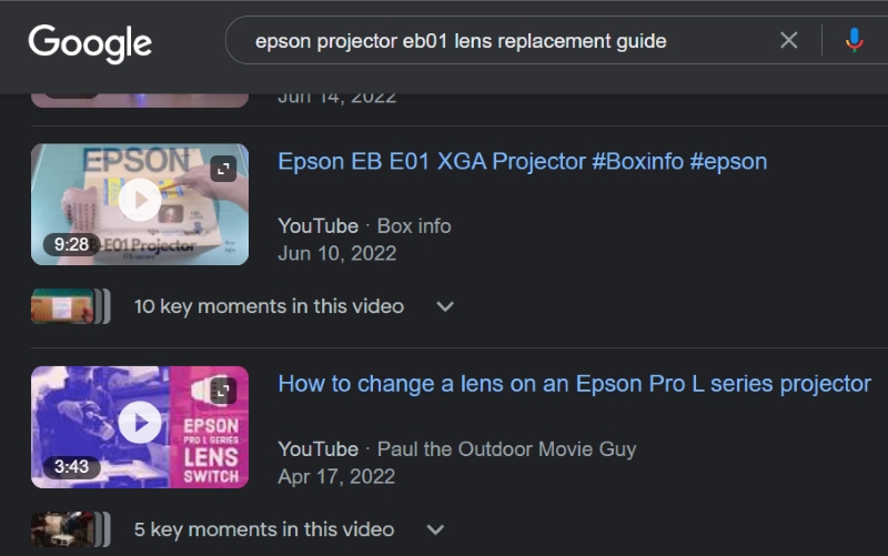 search for an online guide on how to replace the projector lens