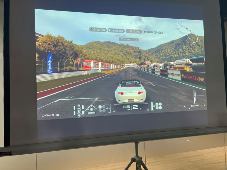 Racing car game on Epson projector