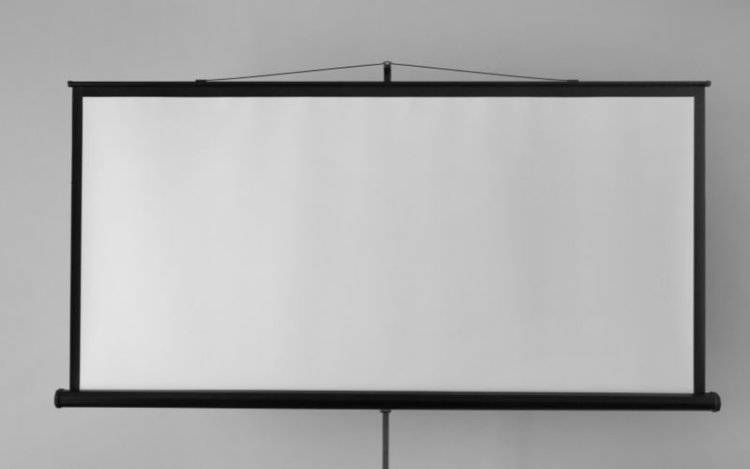 a projector screen is mounted without drilling