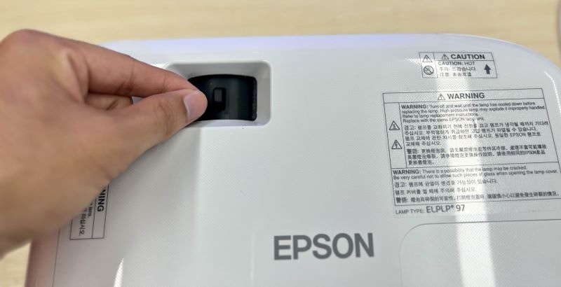 adjusting the Focus wheel of the Epson projector
