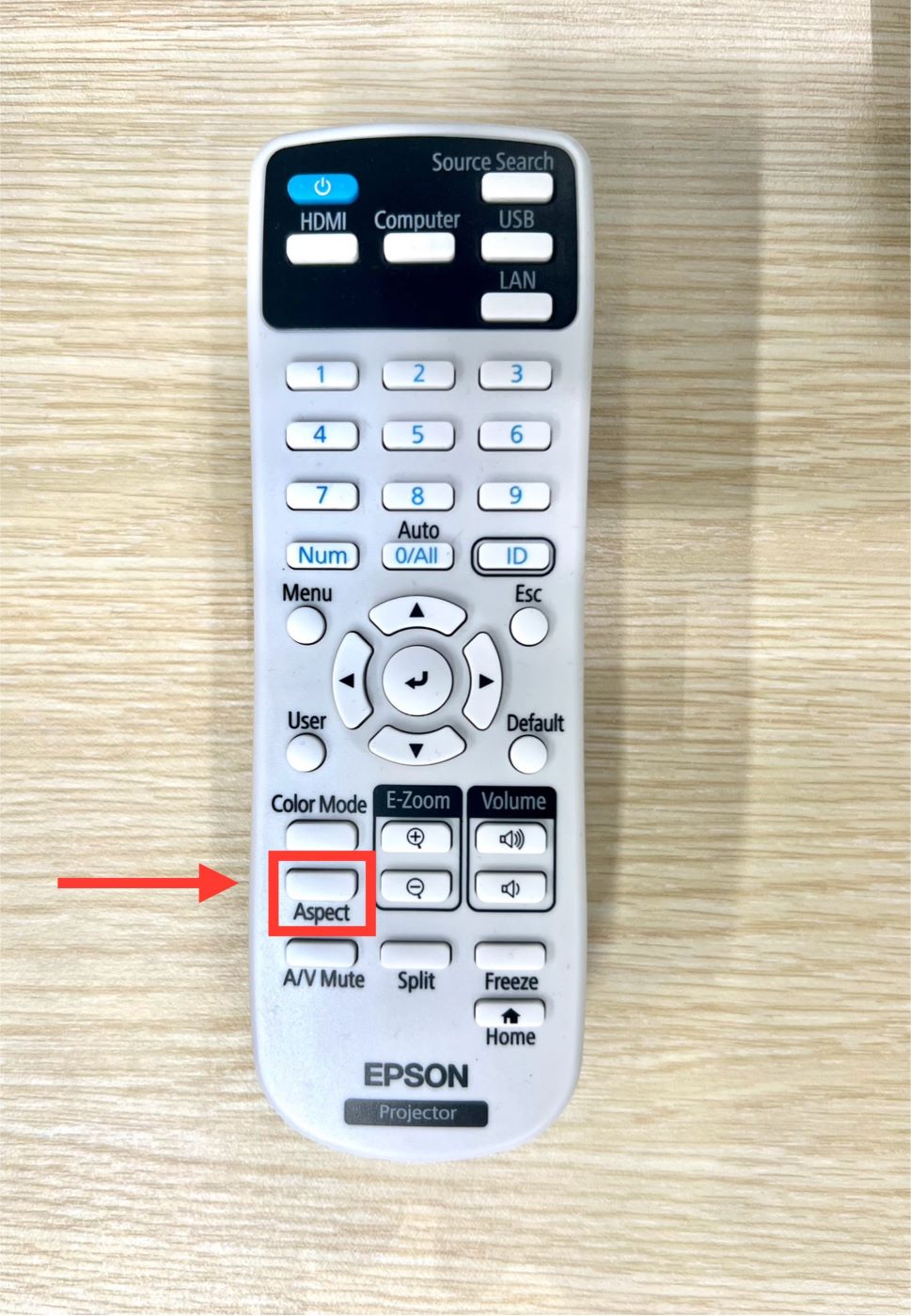 aspect button on an epson remote