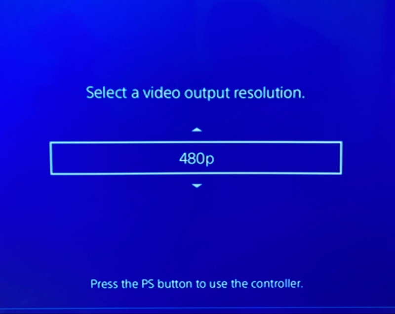PS4 video output resolution is set to 480p