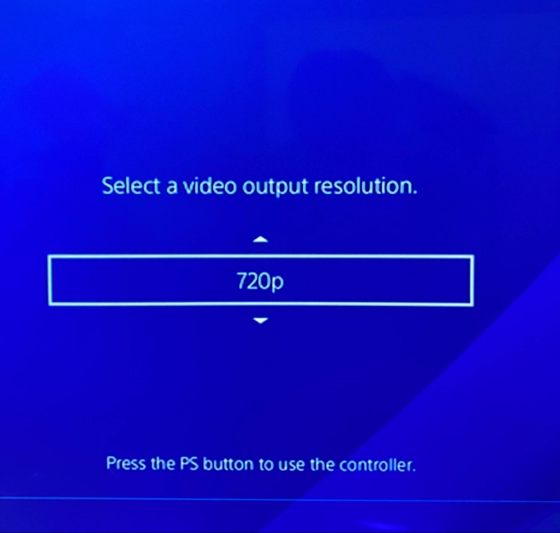PS4 video output resolution is set to 720p