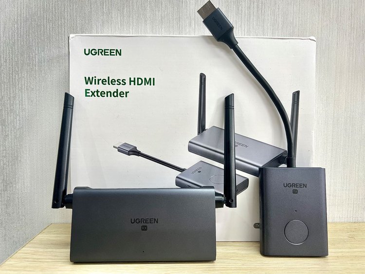 a wireless hdmi extender is on a table