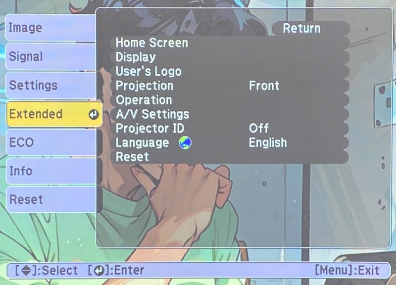 select the Extended option in the Epson menu settings