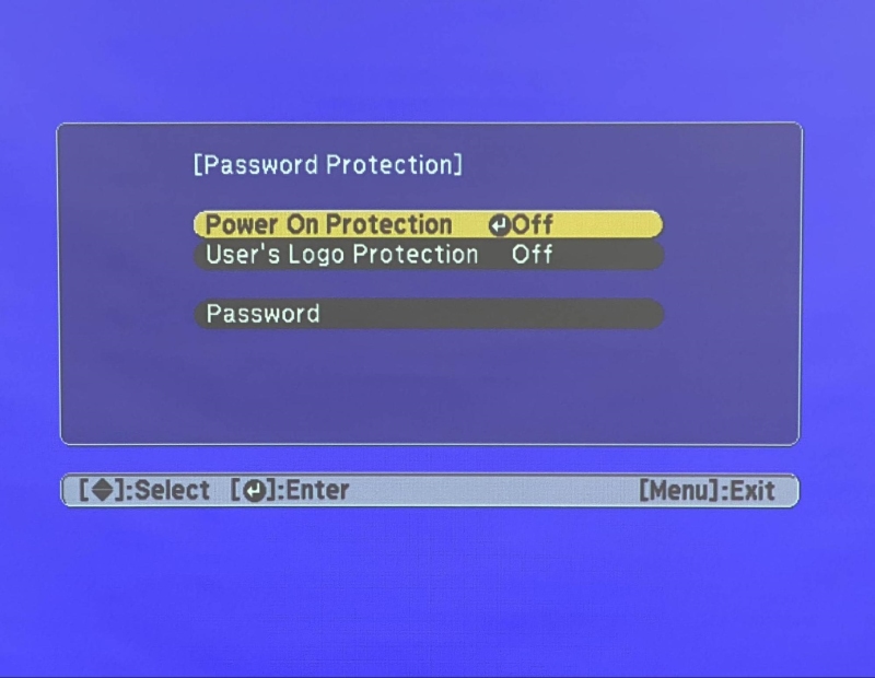 select the Power On Projector option in the Epson projector Password Protection settings
